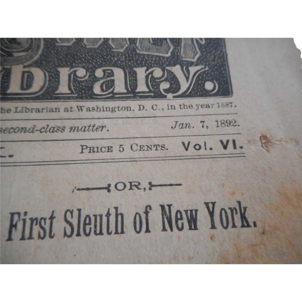 Rare Vintage Jan 7 1892 Little Chief Library Dime Novel Old Hays The Detective - Picture 3 of 4